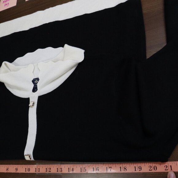 Seven Manor Sweater Women XL Black Rich Auntie Core Twee Preppy Wednesday Addams - Picture 12 of 16